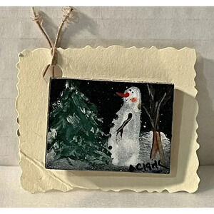 A. Clark Snowman Pin‎ Back Unique Snowman Art Resin 1  1/2 ￼Inch x 1 1/8 Inch